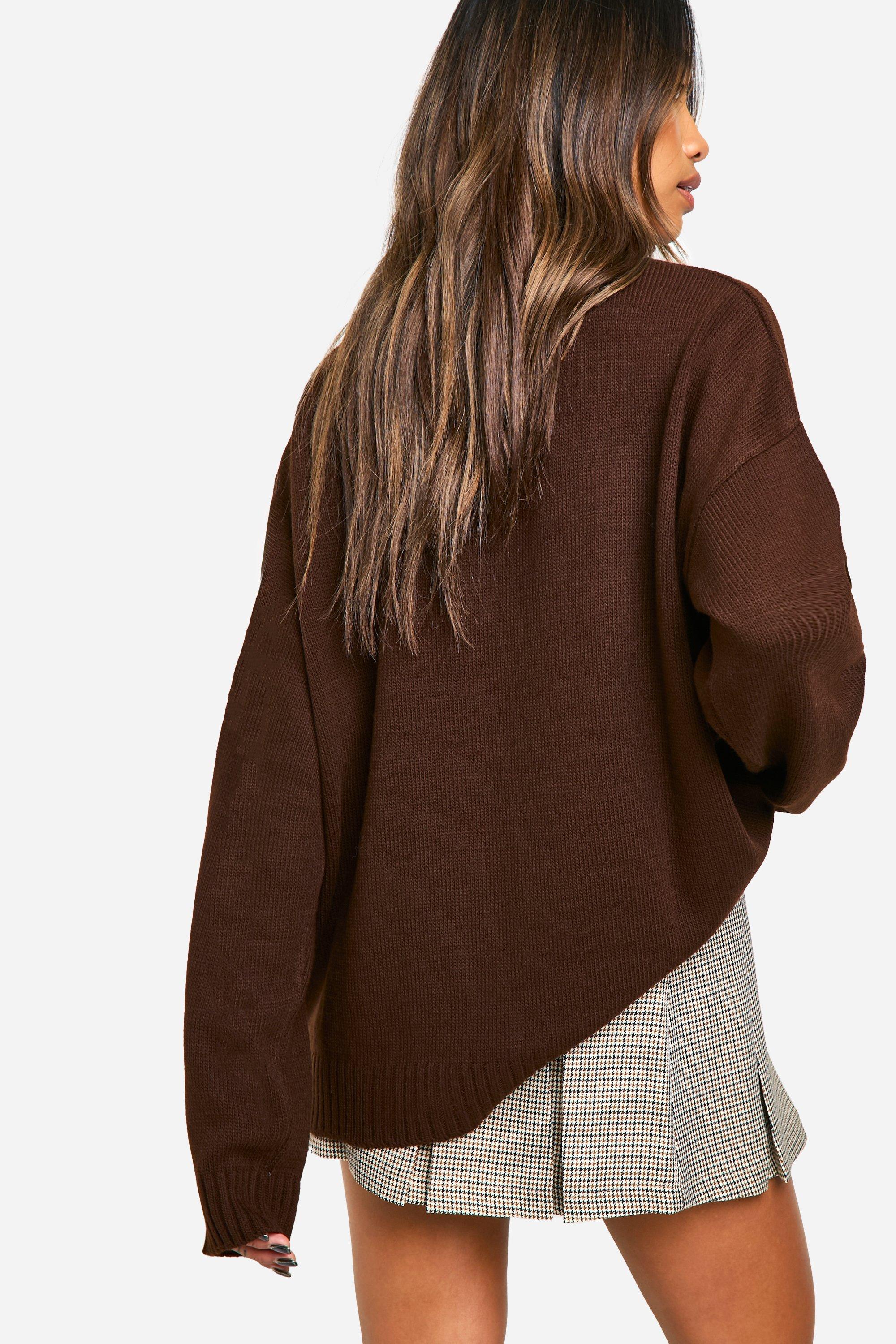 New York Oversized Crew Neck Knitted Jumper | boohoo UK